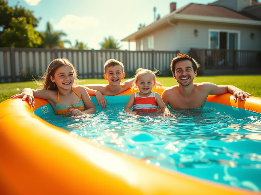 Family Time in Inflatable Pool